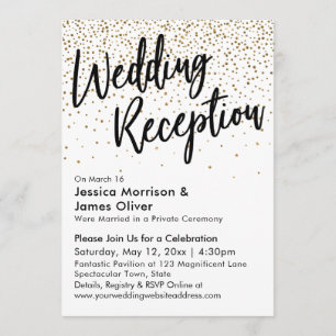 Weddenschappen Receptie, Faux Gold Glitter Confett Kaart