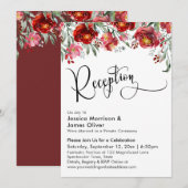Weddenschappen Receptie Typografie Burgundy Red Fl Kaart (Voorkant / Achterkant)