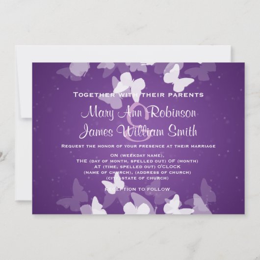 Weddenschappen redden de datum van het Paars met l Save The Date (Achterkant)