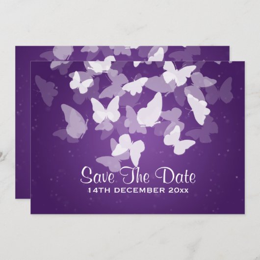 Weddenschappen redden de datum van het Paars met l Save The Date (Voorkant / Achterkant)