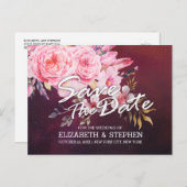 Weddenschappen redden de datum waarop Floral Feath Aankondigingskaart (Voorkant / Achterkant)