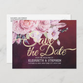 Weddenschappen redden de datum waarop Floral Feath Aankondigingskaart (Voorkant / Achterkant)