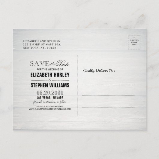 Weddenschappen redden de datum waarop Rustic Wood  Aankondigingskaart (Achterkant)