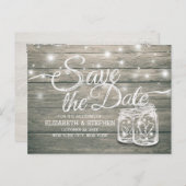 Weddenschappen redden de datum waarop Rustic Wood  Aankondigingskaart (Voorkant / Achterkant)