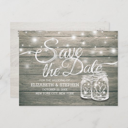 Weddenschappen redden de datum waarop Rustic Wood  Aankondigingskaart (Voorkant / Achterkant)