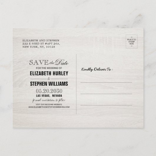 Weddenschappen redden de datum waarop Rustic Wood  Aankondigingskaart (Achterkant)