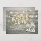 Weddenschappen redden de datum waarop Rustic Wood  Aankondigingskaart (Voorkant / Achterkant)