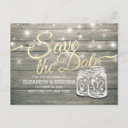 Weddenschappen redden de datum waarop Rustic Wood  Aankondigingskaart (Voorkant)