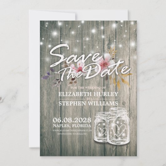 Weddenschappen redden de datum waarop Rustic Wood  Save The Date (Voorkant)