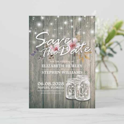 Weddenschappen redden de datum waarop Rustic Wood  Save The Date (Staand voorkant)