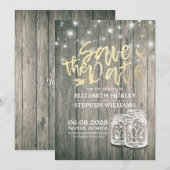 Weddenschappen redden de datum waarop Rustic Wood Save The Date (Voorkant / Achterkant)