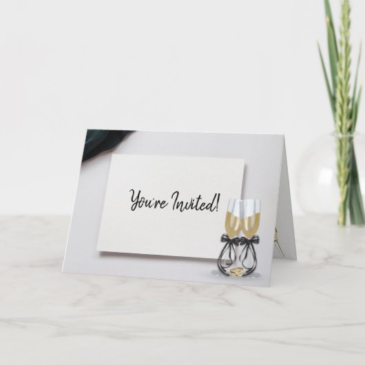 Weddenschappen Rings Champagne Jubileum Party Invi (Voorkant)