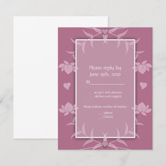 Weddenschappen Roze Floral RSVP Notes (Voorkant / Achterkant)