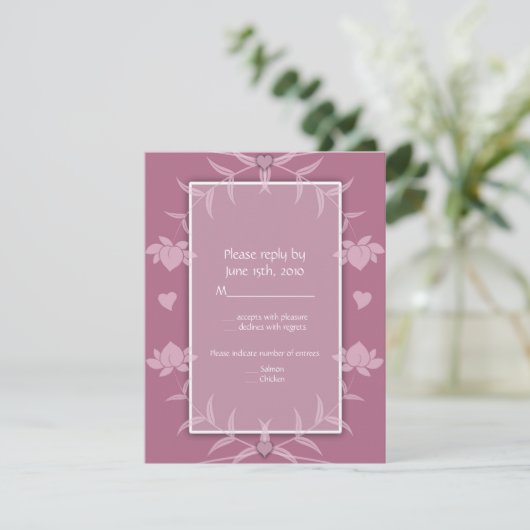 Weddenschappen Roze Floral RSVP Notes Kaartje (Staand voorkant)