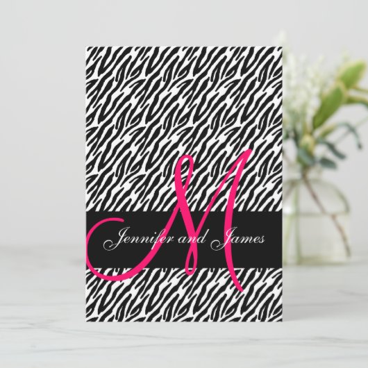 Weddenschappen Roze Monogram Zebra Pattern Kaart (Staand voorkant)