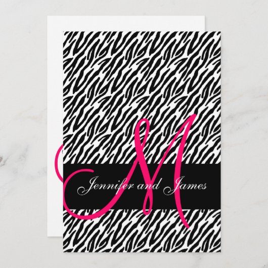 Weddenschappen Roze Monogram Zebra Pattern Kaart (Voorkant / Achterkant)