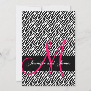 Weddenschappen Roze Monogram Zebra Pattern Kaart