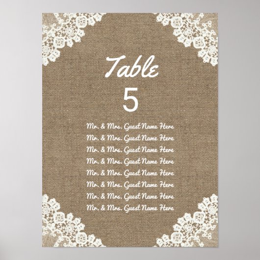 Weddenschappen | Rustic Burlap & Lace Poster (Voorkant)