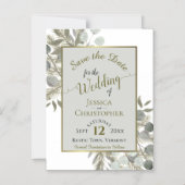 Weddenschappen Save the Date Gold Pine & Greenery  Magnetische Uitnodiging (Voorkant)