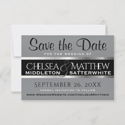 Weddenschappen Save the Date Grey and Silver (Voorkant)