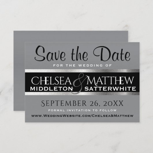 Weddenschappen Save the Date Grey and Silver (Voorkant / Achterkant)