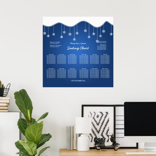 Weddenschappen Snowflake Decoration Blue Poster (Thuiskantoor)