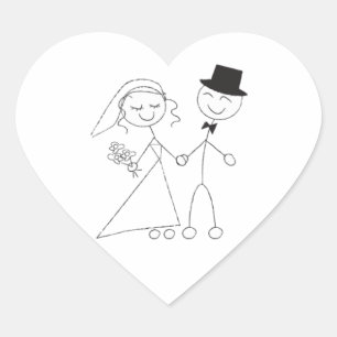 Weddenschappen Stick Figuur Bride & Groom Wedding Hart Sticker