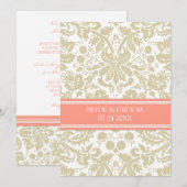 Weddenschappen Taupe Coral Damask Pattern Kaart (Voorkant / Achterkant)