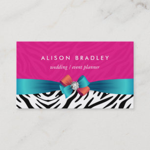Weddenschappen - Trendy Pink Zebra Print Visitekaartje