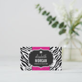Weddenschappen - Trendy Zebra Print Hot Pink Visitekaartje (Staand voorkant)