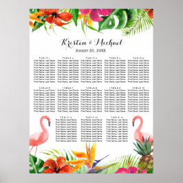 Weddenschappen | Tropische Floral Flamingo Poster