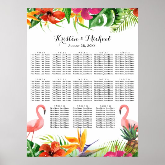 Weddenschappen | Tropische Floral Flamingo Poster (Voorkant)