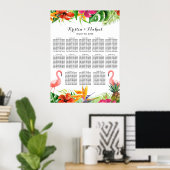 Weddenschappen | Tropische Floral Flamingo Poster (Thuiskantoor)