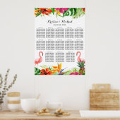 Weddenschappen | Tropische Floral Flamingo Poster (Keuken)