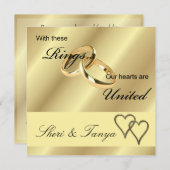 Weddenschappen Uitnodiging Gold Rings (Voorkant / Achterkant)