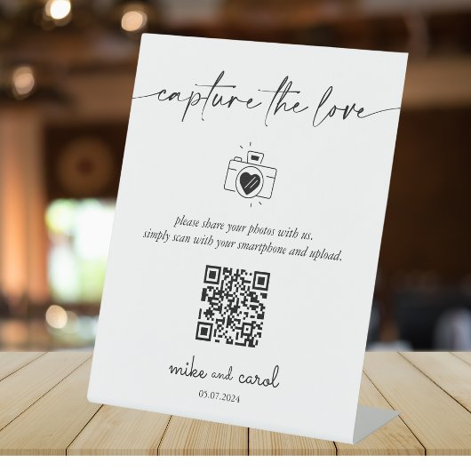 Weddenschappen Vastleggen de Liefde Foto Share QR  Reclamebord Met Voetstuk