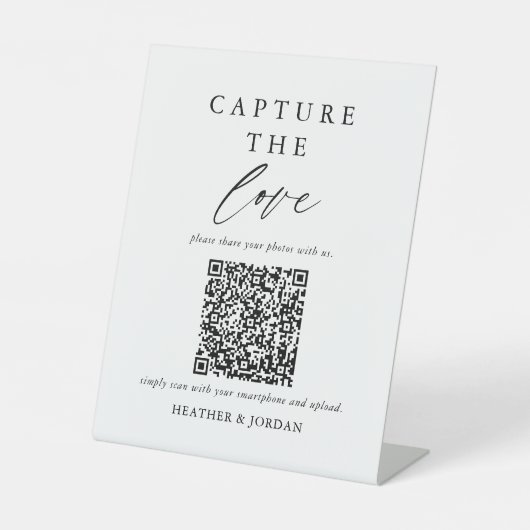 Weddenschappen Vastleggen de Liefde Foto Share QR  Reclamebord Met Voetstuk (Voorkant)