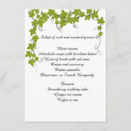 Weddenschappen, Verloving, menu met Vrijgezellenfe