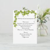 Weddenschappen, Verloving, menu met Vrijgezellenfe (Staand voorkant)