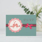 Weddenschappen, Verloving Tortelduifjes, hart RSVP Kaart (Staand voorkant)