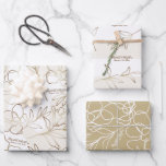 Weddenschappen, Vrijgezellenfeesten vouwpapierset Inpakpapier Vel<br><div class="desc">Elegant verloving-,  bruiloft- of vrijgezellenfeest verpakkingspapier met elegante bloemen. Voeg je eigen tekst toe met het gereedschap Zazzle bewerken! Wit,  ivoor en gouden khaki. OPMERKING: de goudgegevens zijn imitatie. Er wordt geen echte folie gebruikt. Bezoek de winkel om al het collectie te zien.</div>