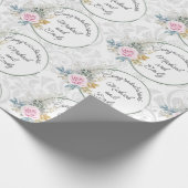 Weddenschappen Waterverf roze rozen Damask aanpass Cadeaupapier (Hoek)