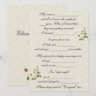 Weddenschappen, witte rozen, huwelijksadviezen kaart