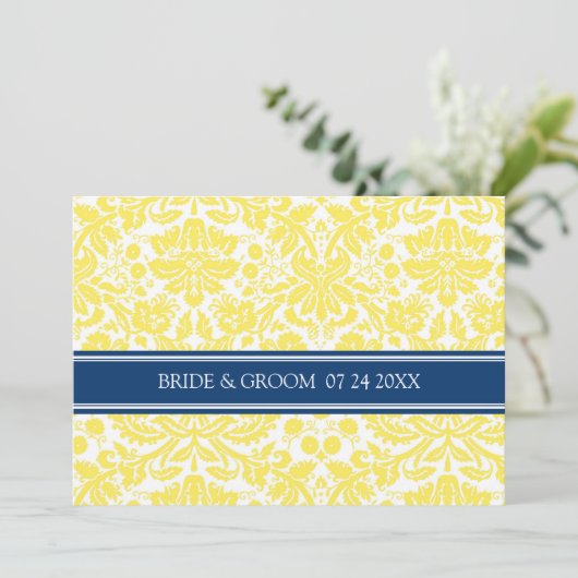 Weddenschappen Yellow Blue Damask Pattern Kaart (Staand voorkant)