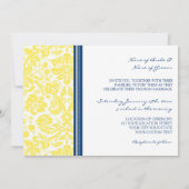 Weddenschappen Yellow Blue Damask Pattern Kaart (Achterkant)