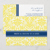 Weddenschappen Yellow Blue Damask Pattern Kaart (Voorkant / Achterkant)
