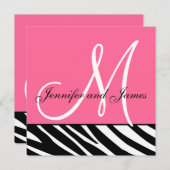 Weddenschappen Zebra monogram Namen Roze Kaart (Voorkant / Achterkant)