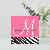 Weddenschappen Zebra monogram Namen Roze Kaart (Staand voorkant)