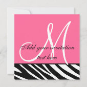 Weddenschappen Zebra monogram Namen Roze Kaart (Achterkant)