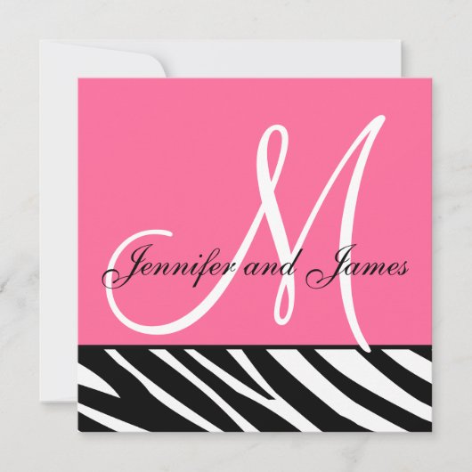 Weddenschappen Zebra monogram Namen Roze Kaart (Voorkant)